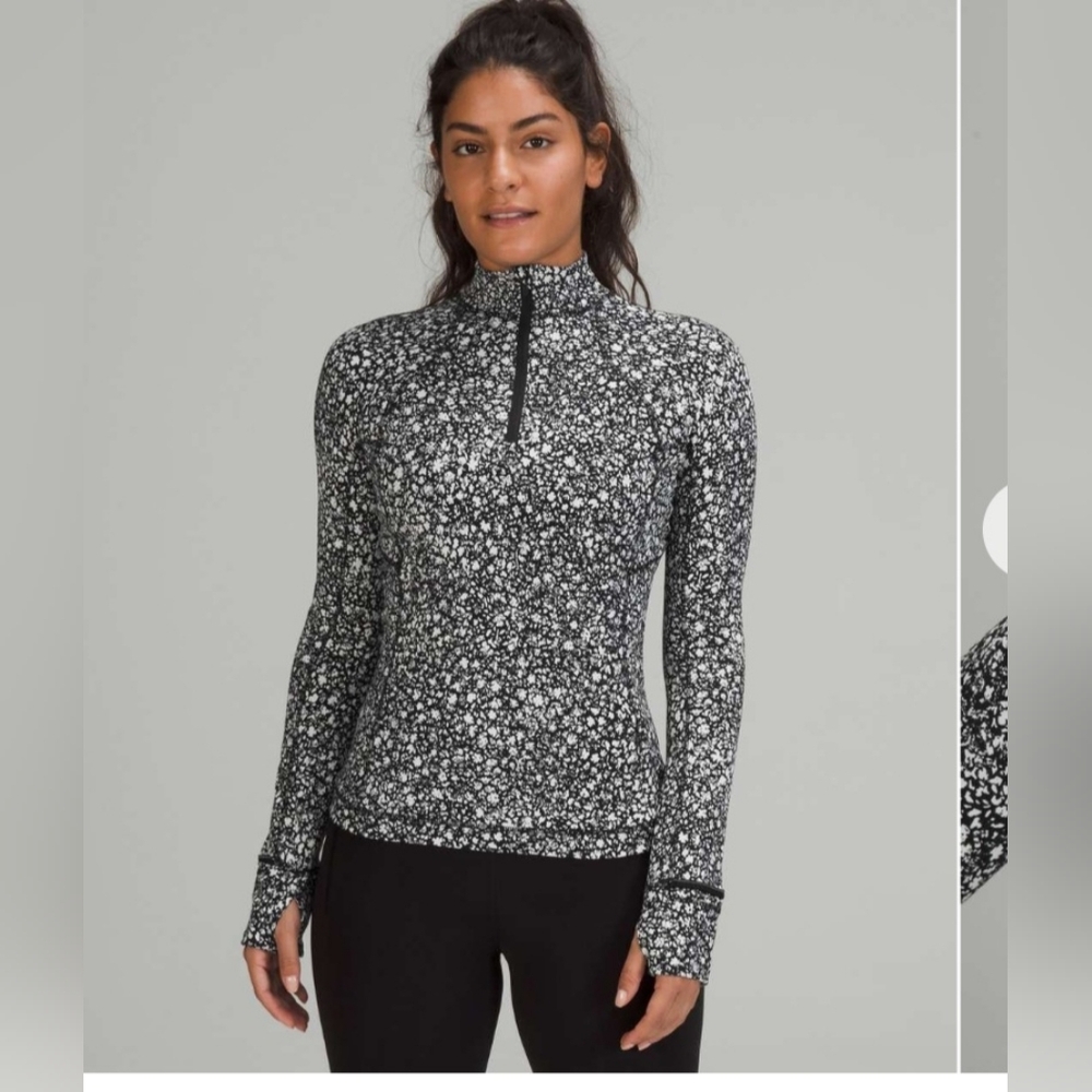 Pre-owned Lululemon Its Rulu Run half zip Sz 6 Blk/wht